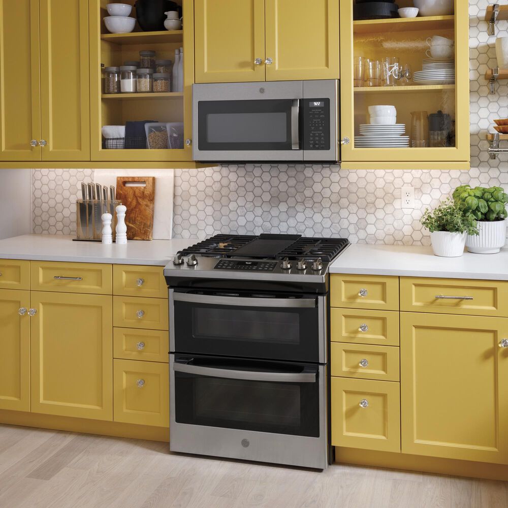 GE Appliances 30&quot; Slide-In Front-Control Gas Double Oven Range in Stainless Steel, , large