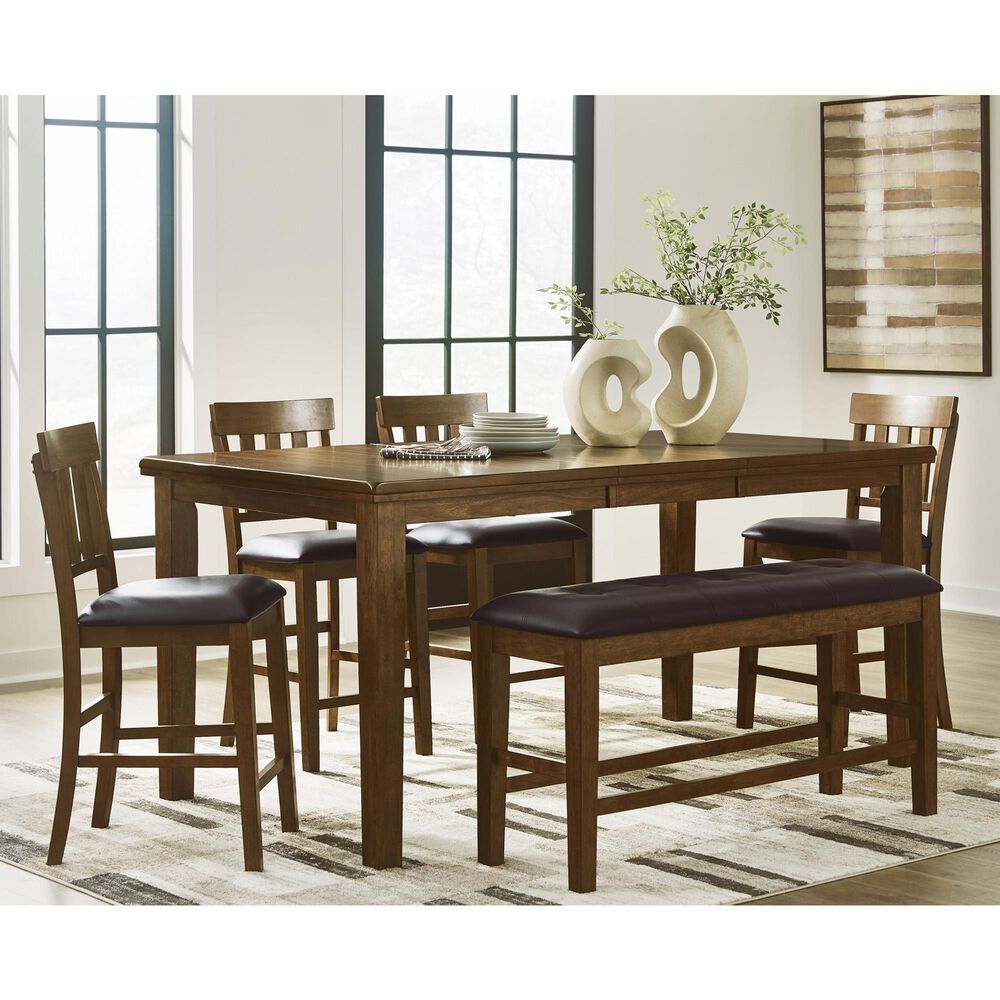 Ashley Ralene 25.38 Faux Leather Dining Bench in Medium Brown, , large