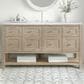 James Martin Vanities Breckenridge 60" Single Bathroom Vanity in Whitewashed Oak with 3 cm Arctic Fall Solid Surface Top and Rectangular Sink, , large