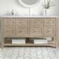 James Martin Vanities Breckenridge 60" Single Bathroom Vanity in Whitewashed Oak with 3 cm Arctic Fall Solid Surface Top and Rectangular Sink, , large