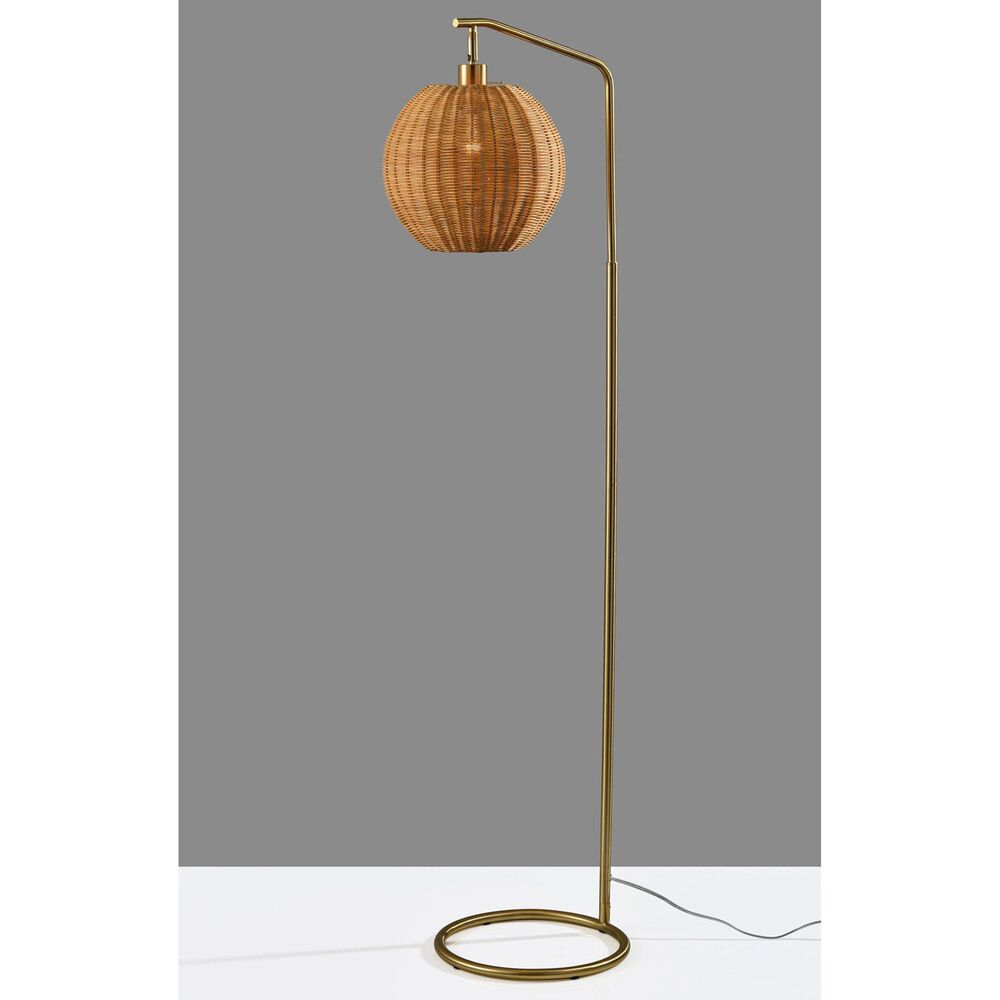 Adesso Maeve Floor Lamp in Brown and Antique Brass, , large