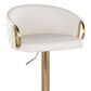 LumiSource Claire Swivel Adjustable Barstool with White Faux Leather Upholstery in Gold (Set of 2), , large