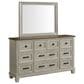 Mayberry Hill Farmington 9-Drawer Dresser and Mirror in Medium Brown and Washed Stone, , large
