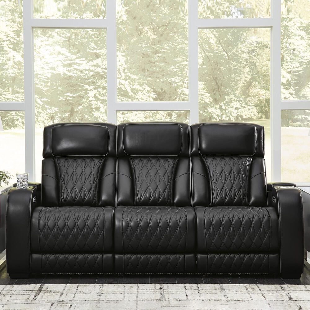 Ashley Boyington Power Reclining Sofa in Black, , large