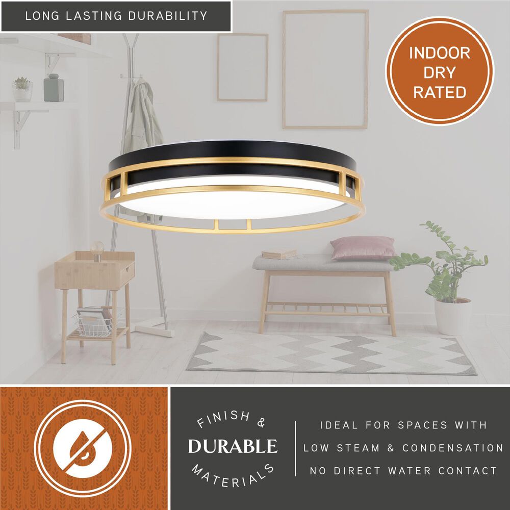 Vaxcel Northgate 16" 1-Light Flush Mount in Matte Black and Satin Gold, , large