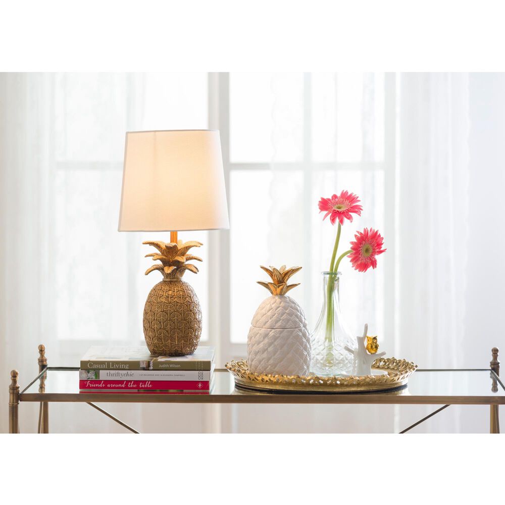 Creative Coop Resin Pineapple Table Lamp in Distressed Gold, , large