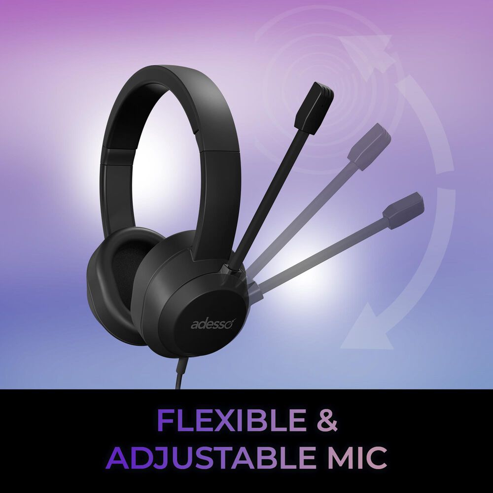 Adesso Wired Stereo Headset with AI Control in Black, , large