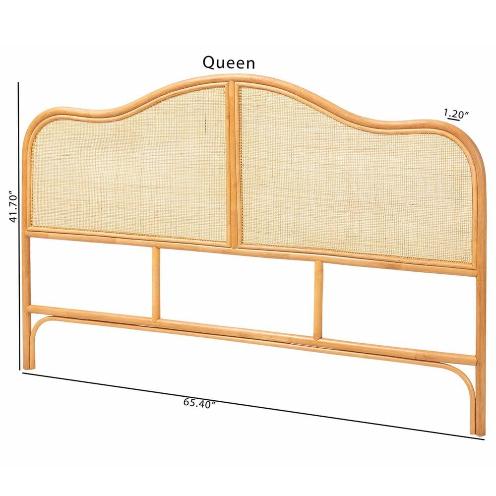 Baxton Studio Adelita Queen Arched Panel Headboard in Light Honey, , large