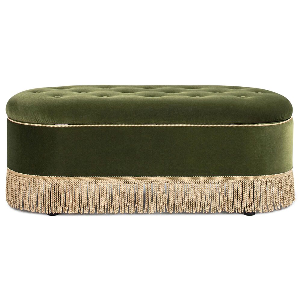 Jennifer Taylor Home Melinda Storage Bench with Tufted Bullion Fringe in Olive Green, , large