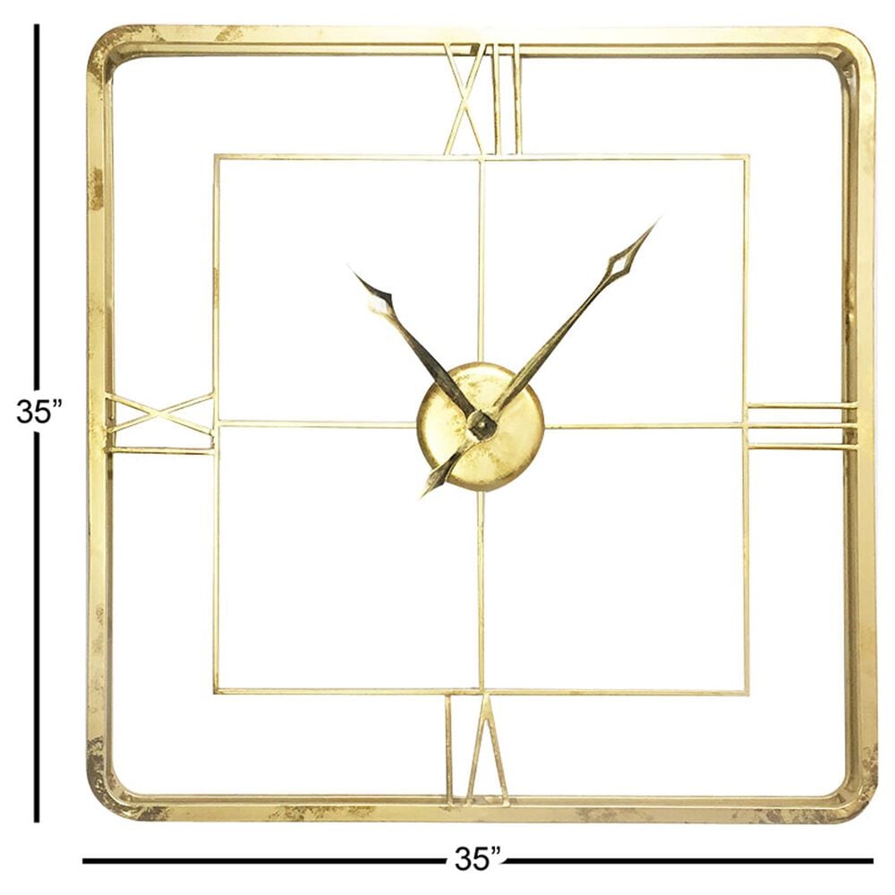 Maple and Jade Open Frame Decorative Wall Clock in Satin Gold, , large