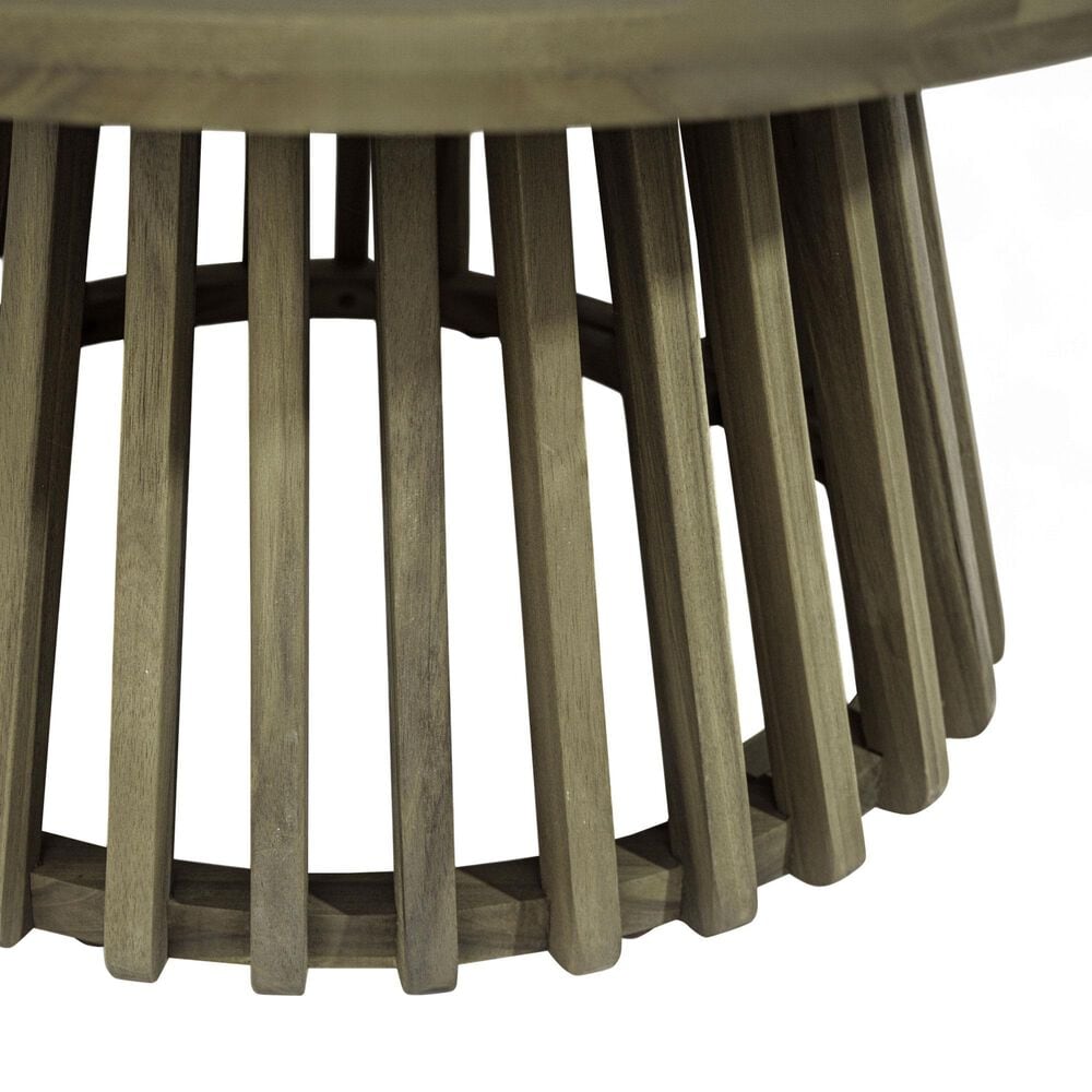 Hearth and Haven Outdoor Round Coffee Table with Slatted Base in Gray, , large