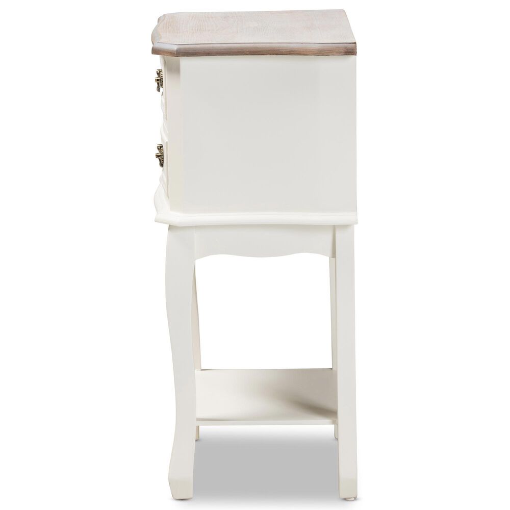 Baxton Studio Amalie 2-Drawer End Table in White and Oak, , large