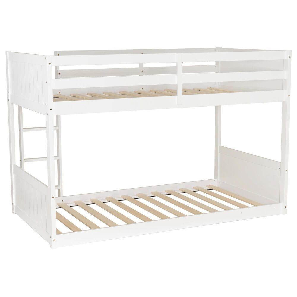 Linden Boulevard Dalton Low Profile Twin Bunk Bed in White, , large