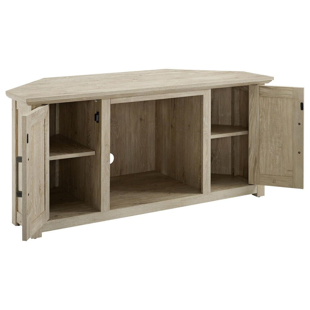 Crosley Furniture Camden 48&quot; Corner TV Stand with Fireplace in Frosted Oak, , large