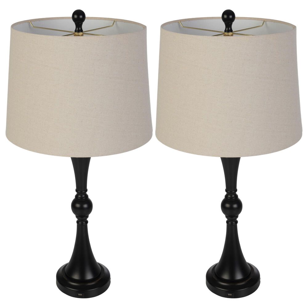 Timberlake 28" Table Lamp with USB Charging Ports and Touch Control in Black (Set of 2), , large