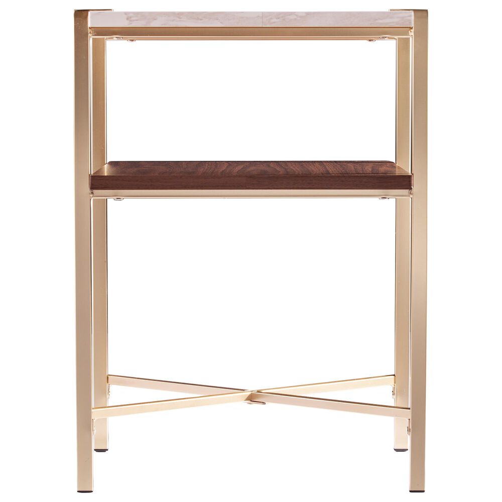 Southern Enterprises Ardmillan Storage End Table in Brass, Tobacco, and White, , large