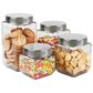 Home Basics 4-Piece Square Canister Set with Stainless Steel Lids in Clear, , large