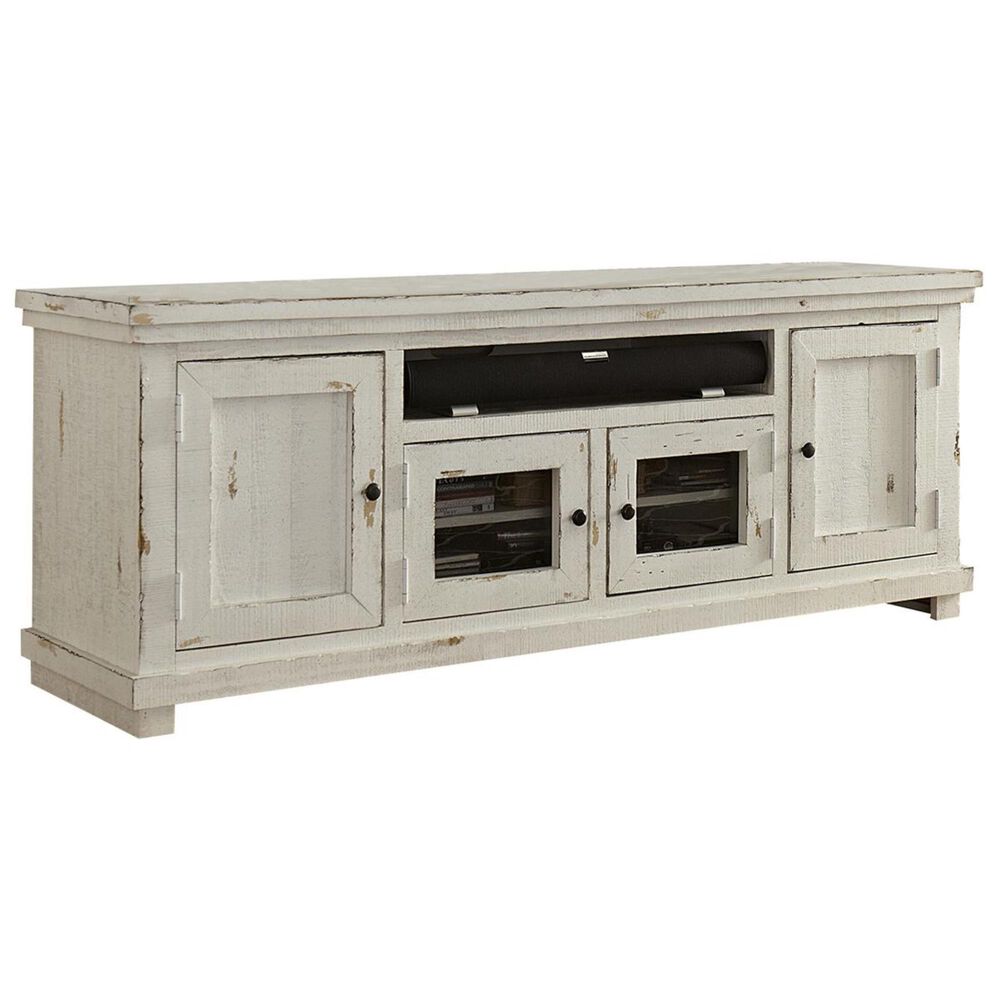 Hickory Point Willow 74" Entertainment Console in Distressed White, , large