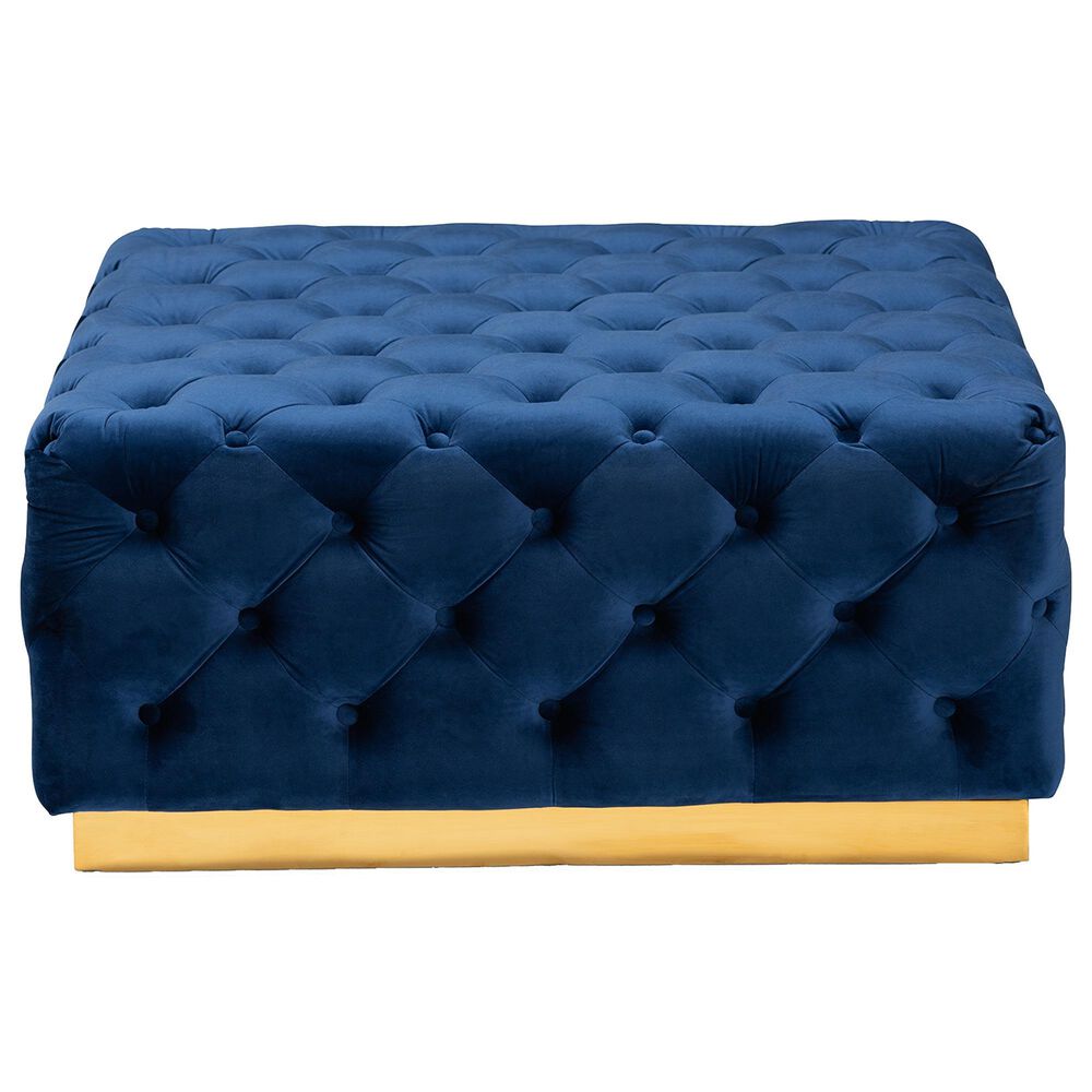 Baxton Studio Verene Square Cocktail Ottoman in Royal Blue, , large