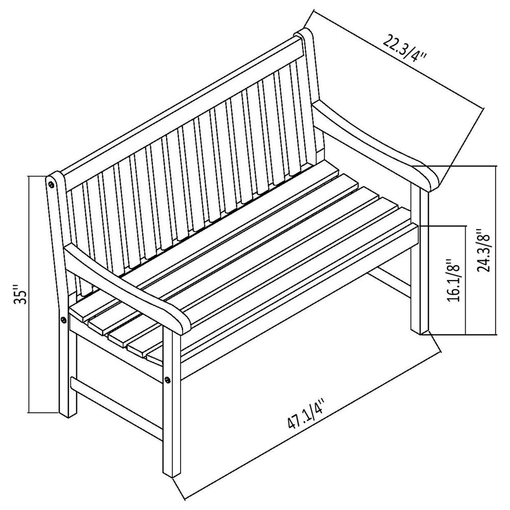 International Home Miami 47" All-Weather Outdoor Bench with Armrests in Natural, , large