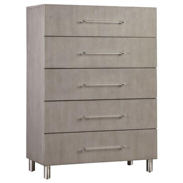 Urban Home Argento 5 Drawer Chest in Misty Grey and Stainless Steel, , large
