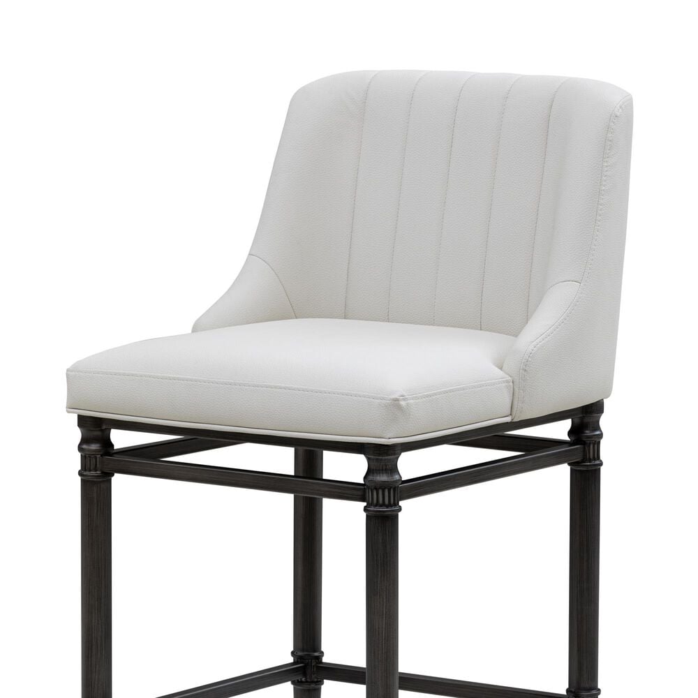 Armen Living Marvin Counter Height Stool with Ivory Upholstery in Antique Pewter, , large