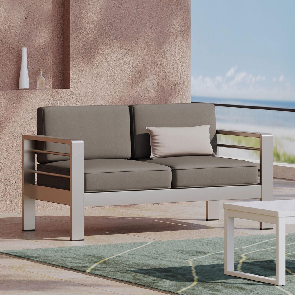 Hearth and Haven Cape Coral Outdoor Loveseat in Khaki, , large