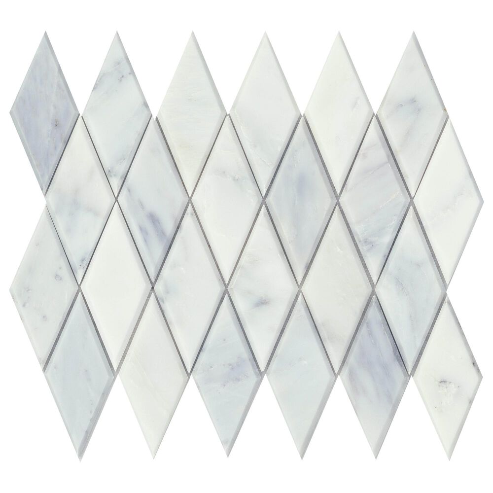 Emser Winter Frost 2" x 4" Diamond on 10" x 13" Marble Mosaic Sheet, , large