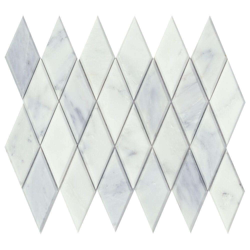 Emser Winter Frost 2" x 4" Diamond on 10" x 13" Marble Mosaic Sheet, , large