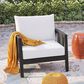 HOMLUX Outdoor Club Chair with Black Textilene Accents in White, , large