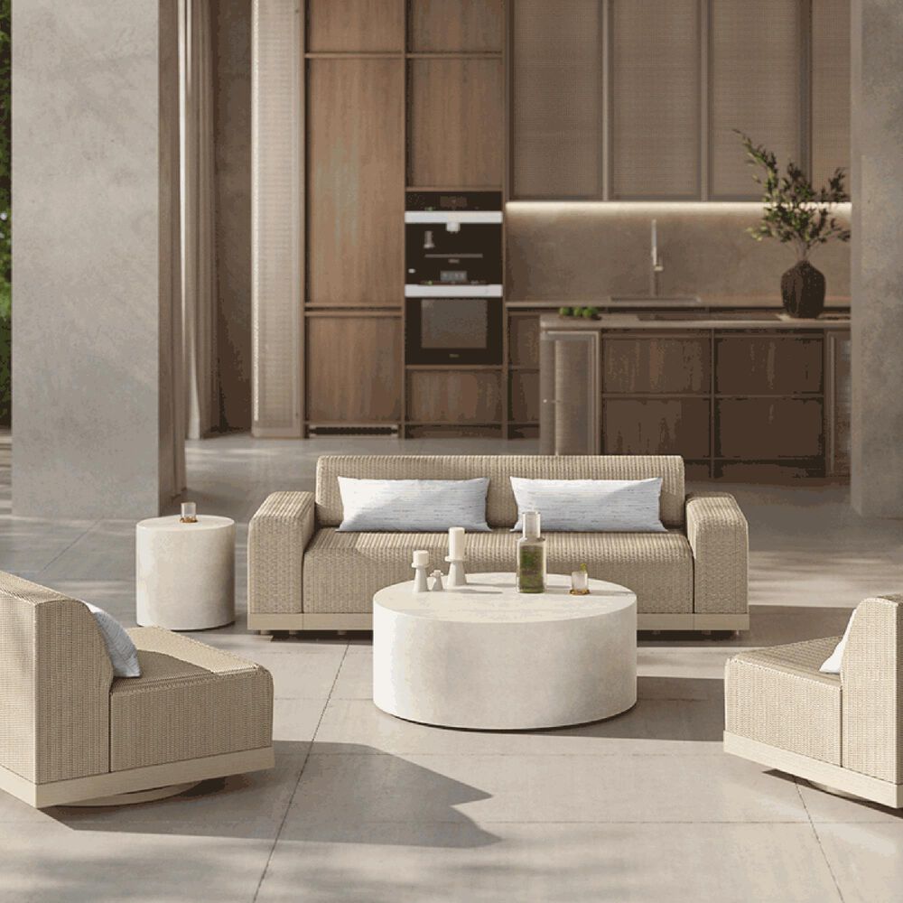 Ebel Outdoor Furniture Bellino 42" Round Patio Chat Table in Ivory, , large