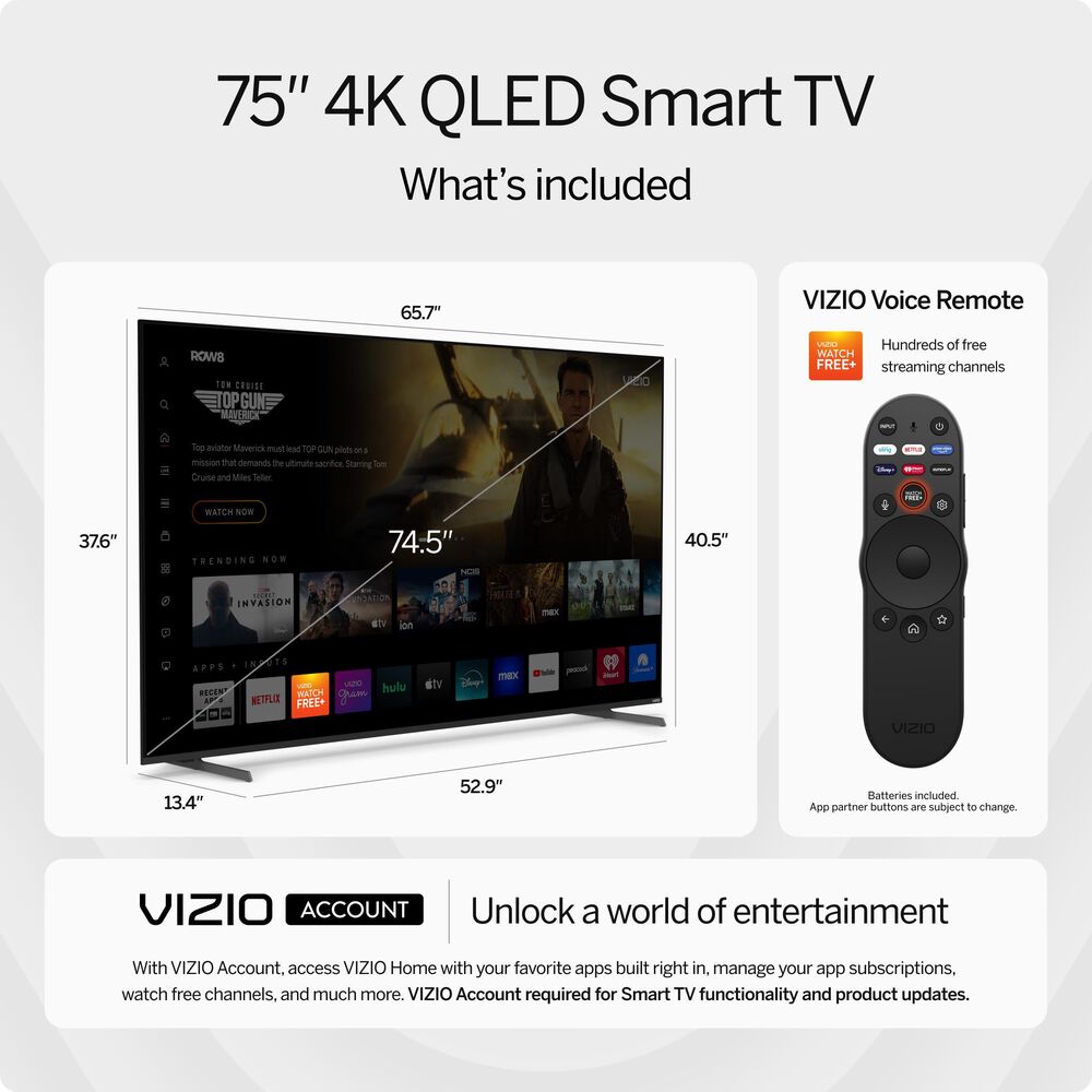 VIZIO 65 Quantum Pro 4K QLED Smart TV w/ 5.1 Soundbar, , large