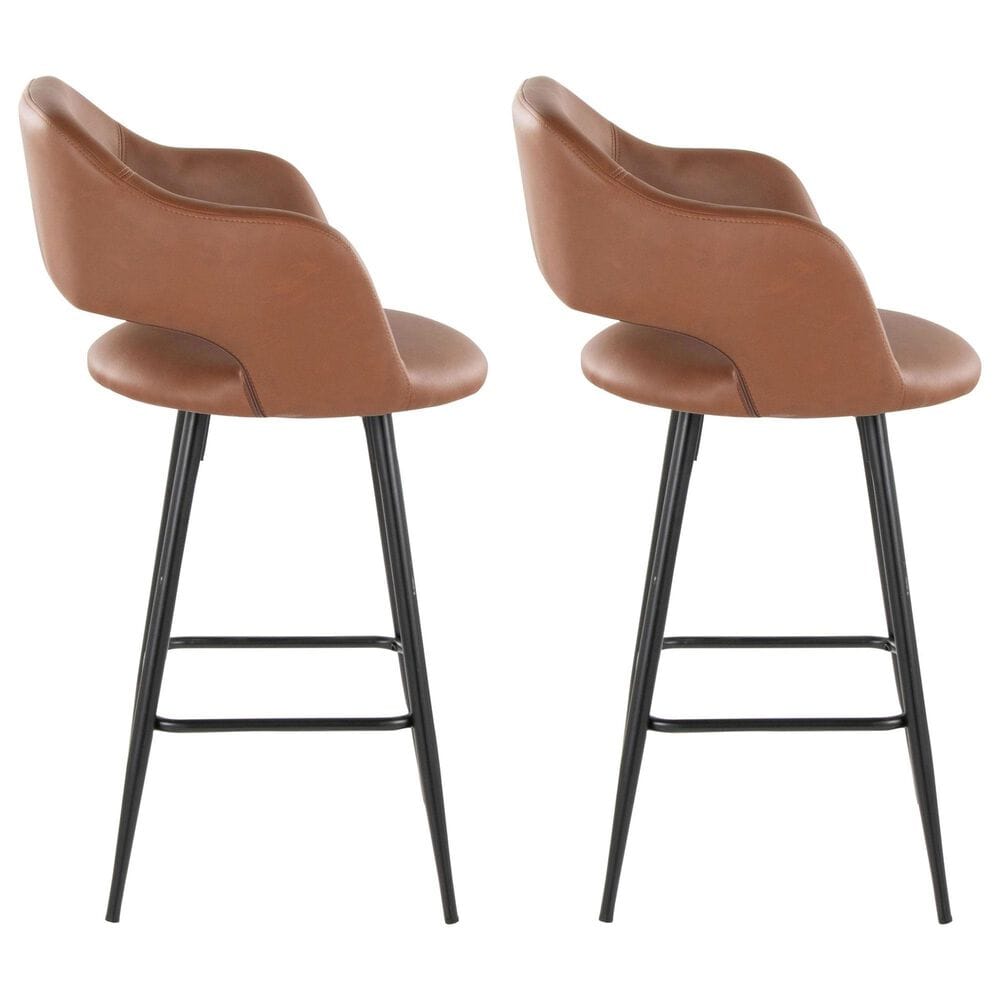 Lumisource Margarite Counter Stool with Brown Cushion in Black &#40;Set of 2&#41;, , large