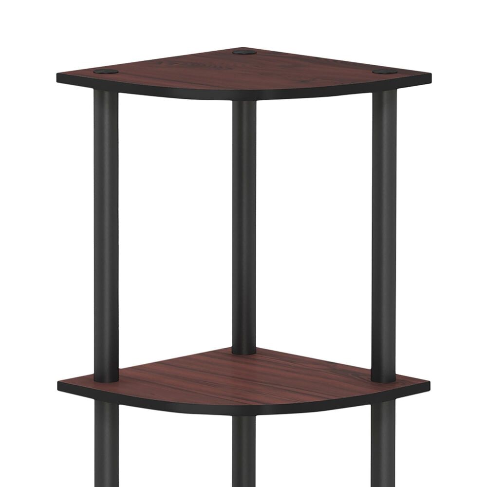 HOMLUX Turn-N-Tube 3-Tier Corner Bookshelf in Dark Cherry and Black, , large