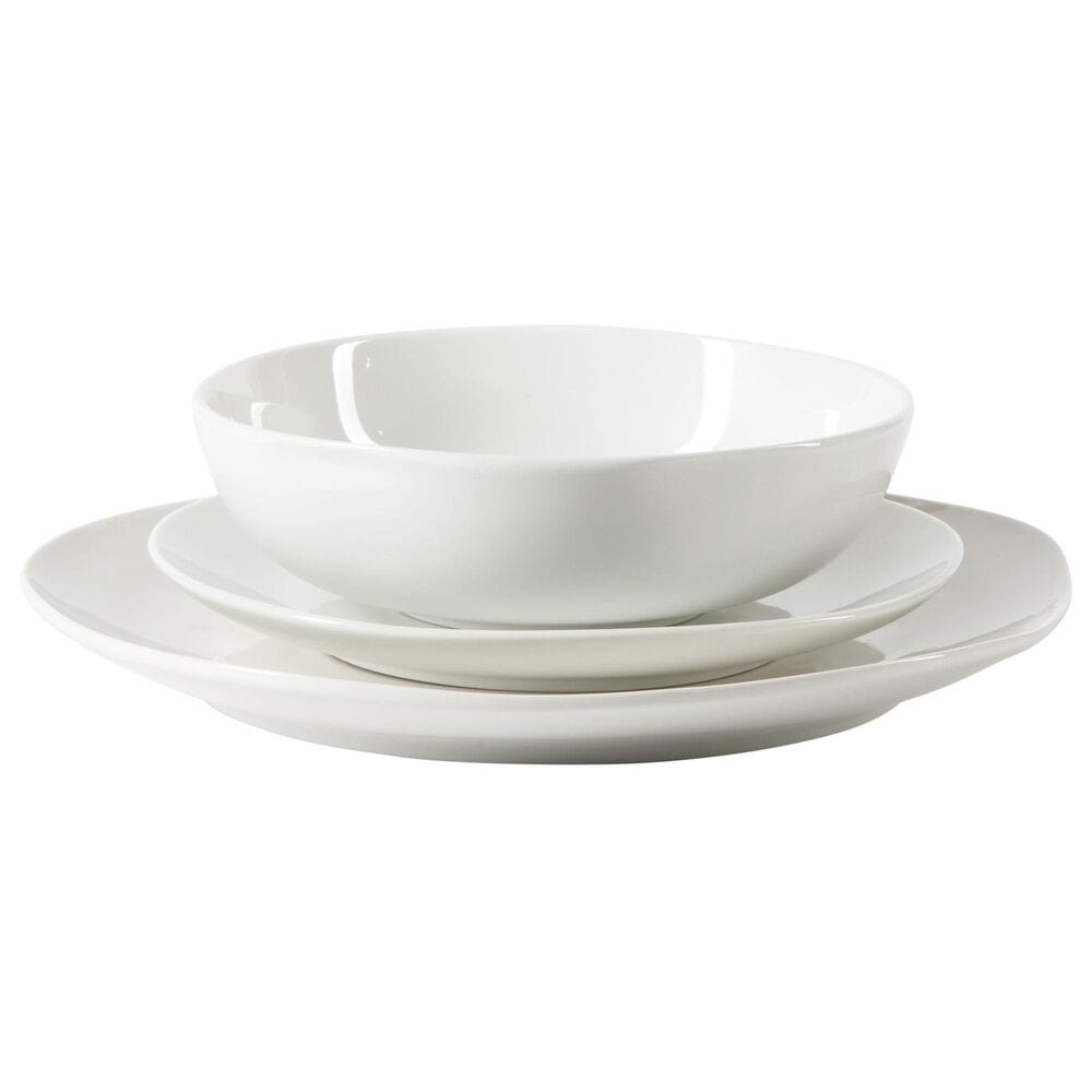 Gibson Homewares Aspen Drift 12-Piece Round Ceramic Dinnerware Set in White, , large