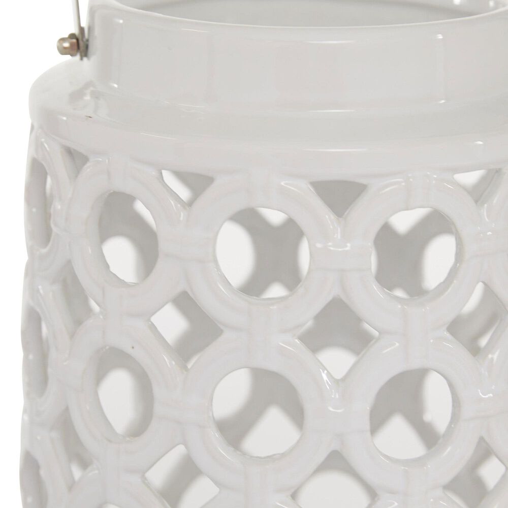 Maple and Jade 11&quot; Circles Decorative Indoor/Outdoor Decorative Candle Lantern in Polished White and Silver, , large