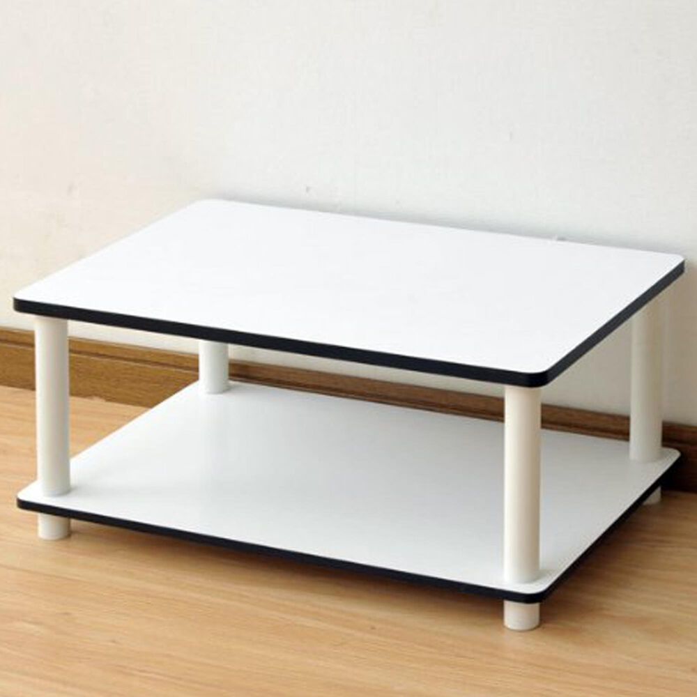 HOMLUX 2-Tier Turn-N-Tube Coffee Table in White, , large