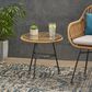 Hearth and Haven Orlando Round Patio Side Table in Light Brown and Polished Black, , large