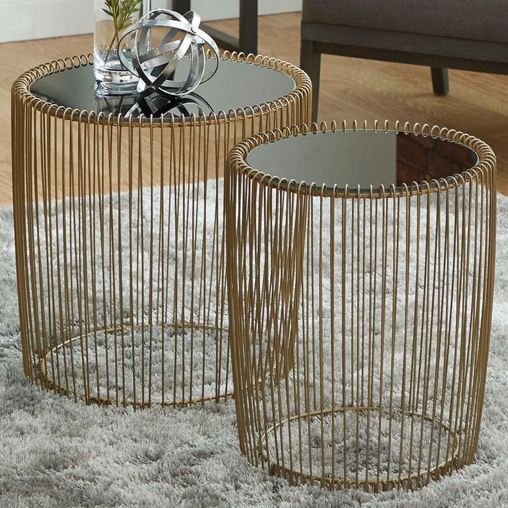 Maple and Jade Accent Table in Gold and Dark Gray &#40;Set of 2&#41;, , large