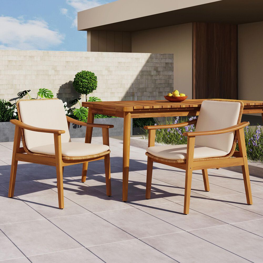 Hearth and Haven Outdoor Dining Chair in Beige (Set of 2), , large