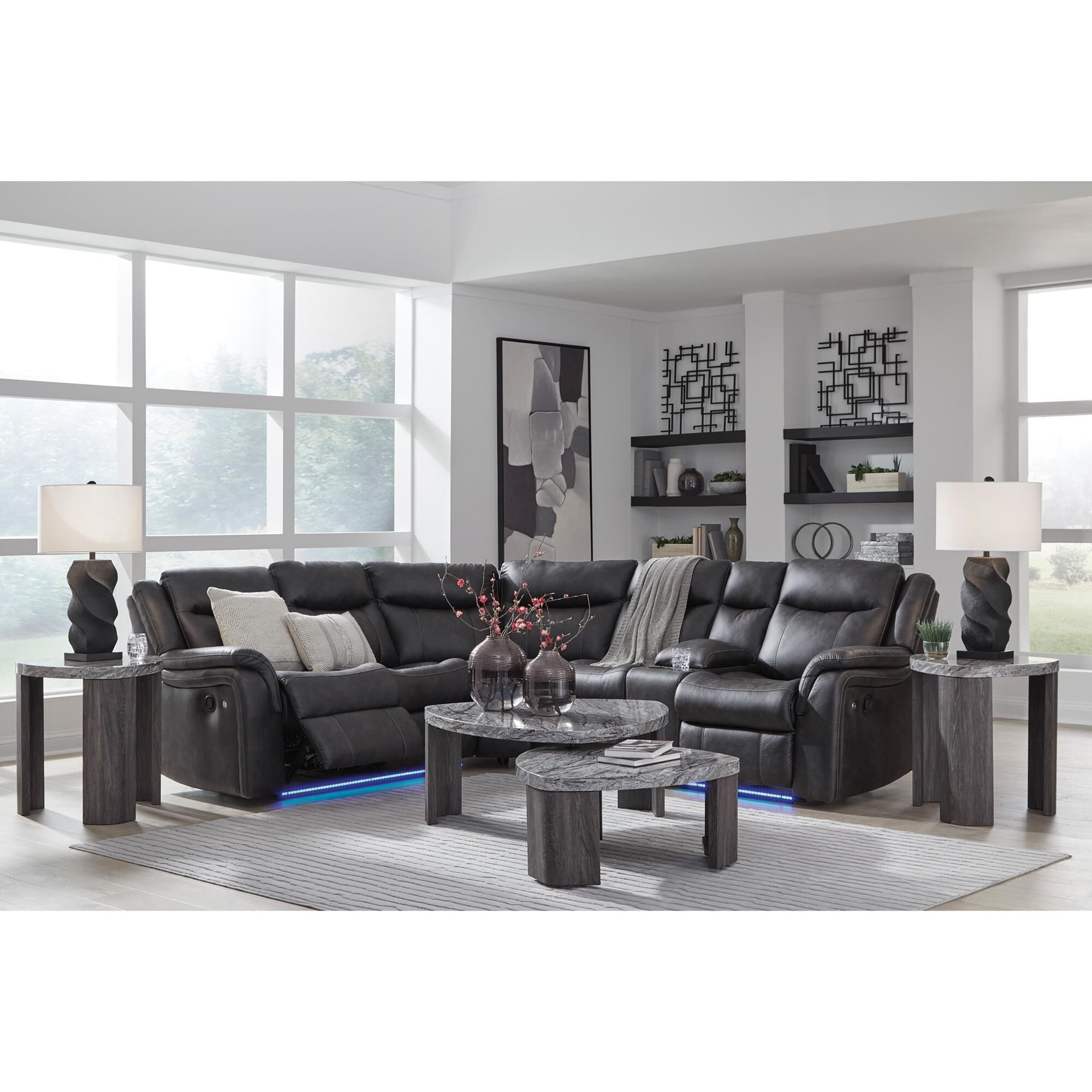 Ashley Sultan Meadow 2-Piece Manual Reclining Sectional in Carbon