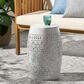 Hearth and Haven Ruby Outdoor Barrel End Table with Lace-Cut Design in White, , large