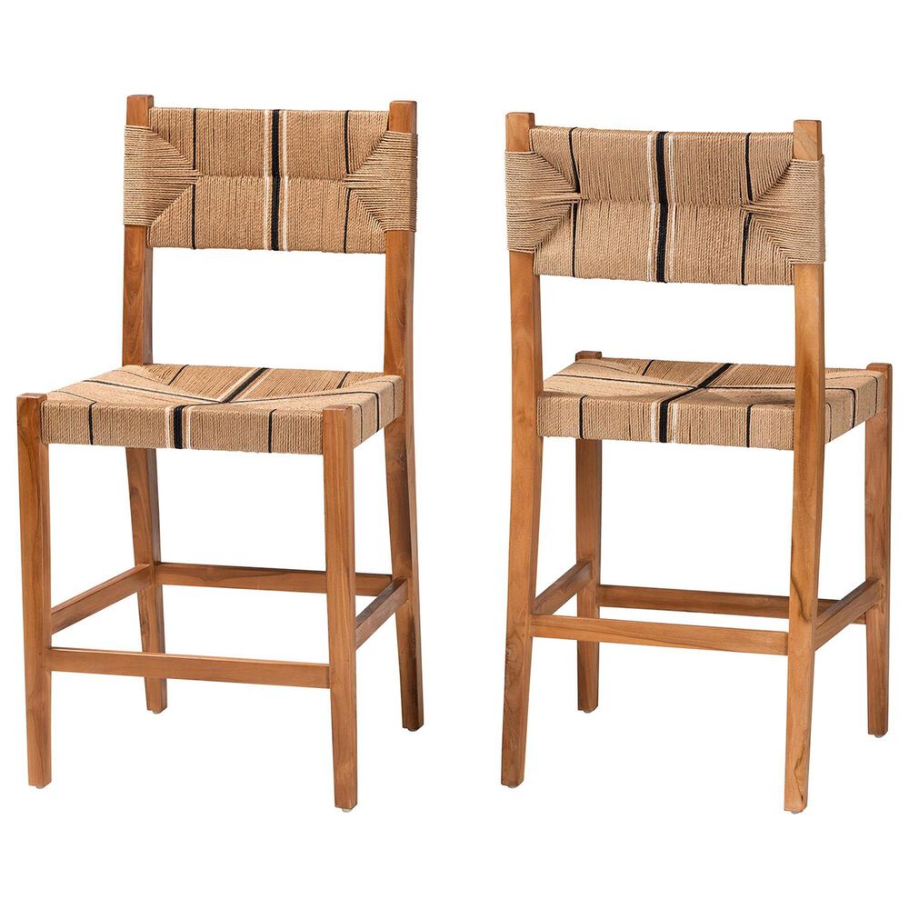 Baxton Studio Prita Counter Stool in Brown and Natural (Set of 2), , large