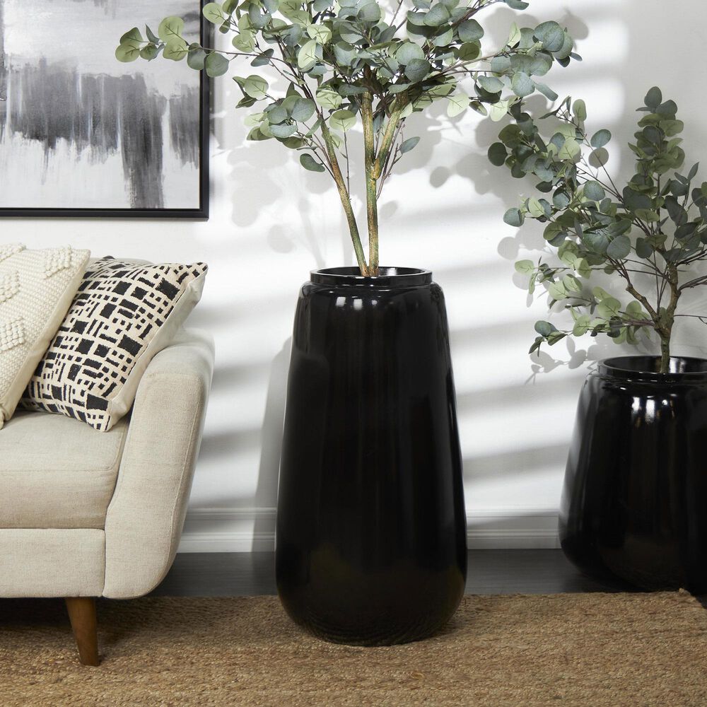 Maple and Jade 30&quot; Tall Floor Decorative Vase in Polished Black, , large