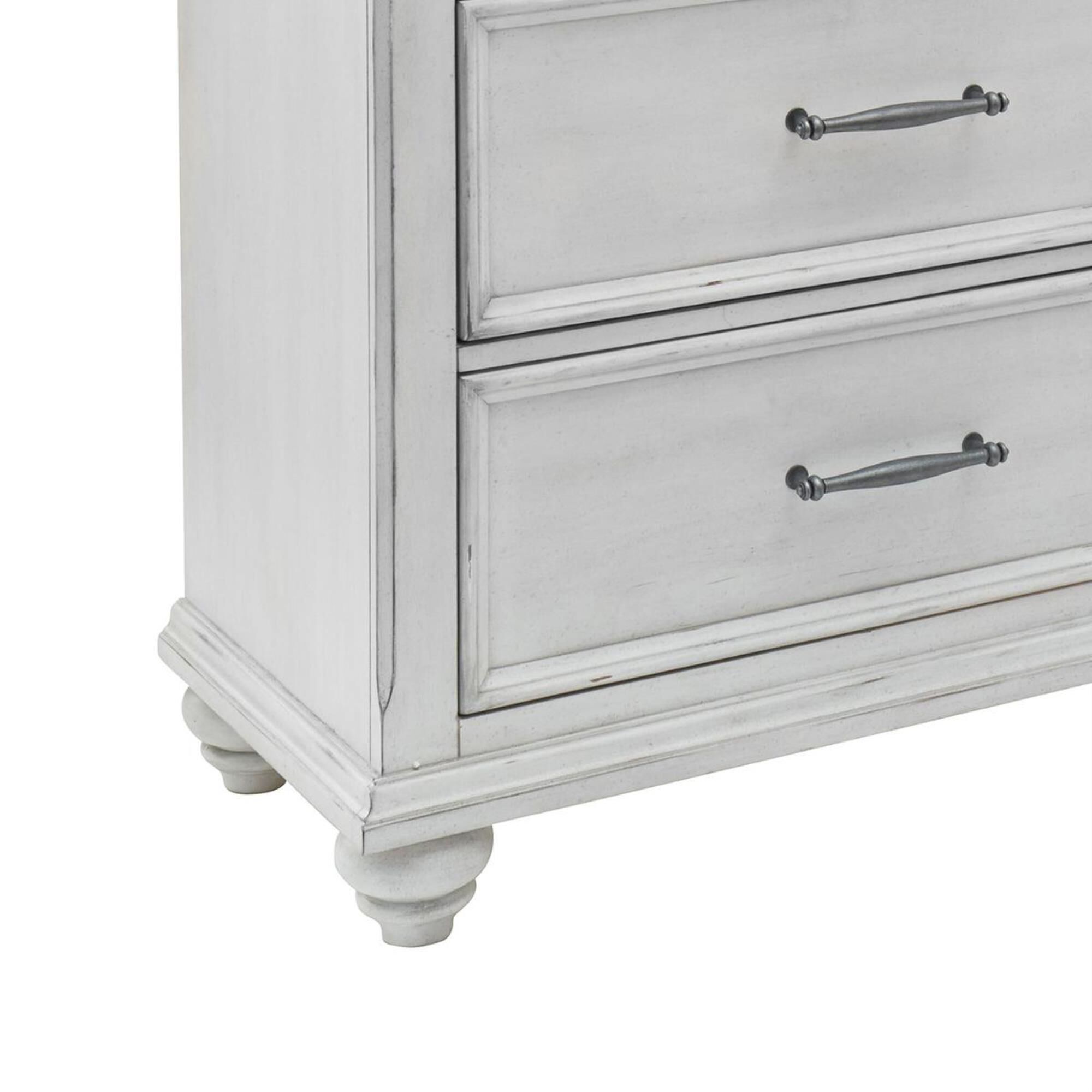 Ashley Kanwyn Dresser and Mirror in Distressed Whitewash