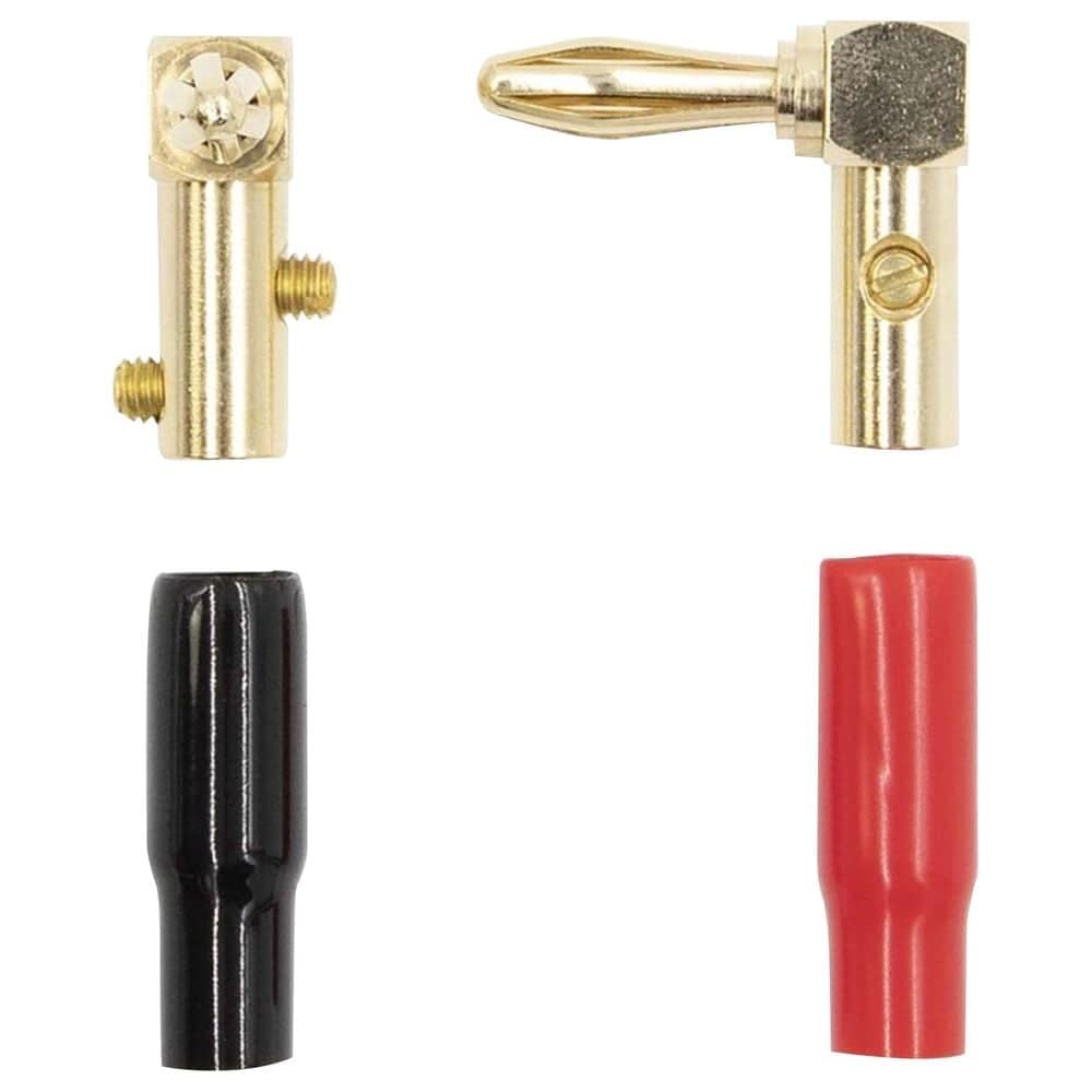 Helios Banana Plug Right Angle Pair in Gold, Black and Red, , large