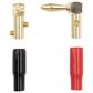Helios Banana Plug Right Angle Pair in Gold, Black and Red, , large