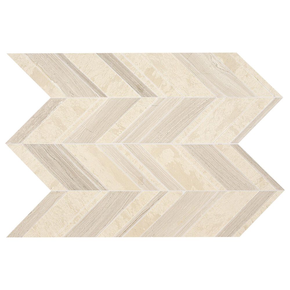 Dal-Tile Limestone Fusion Blanc 22" x 12" Chevron Random Honed Mosaic Sheet, , large