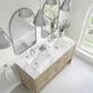 James Martin Vanities Breckenridge 60" Double Bathroom Vanity in Whitewashed Oak with 3 cm Carrara White Marble Top and Rectangular Sinks, , large