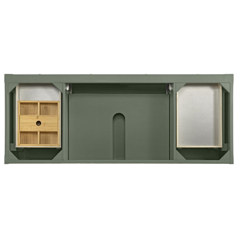 James Martin Vanities Breckenridge 60&quot; Single Bathroom Vanity in Smokey Celadon with 3 cm Charcoal Soapstone Quartz Top and Rectangular Sink, , large